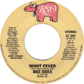 Bee Gees Night Fever 45 label